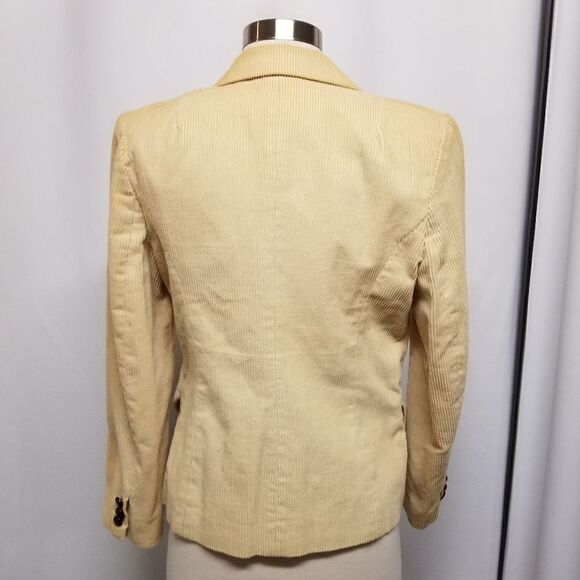 Vintage 70s Western Boho Cream Corduroy Single Button Blazer Jacket Md - Picture 2 of 9